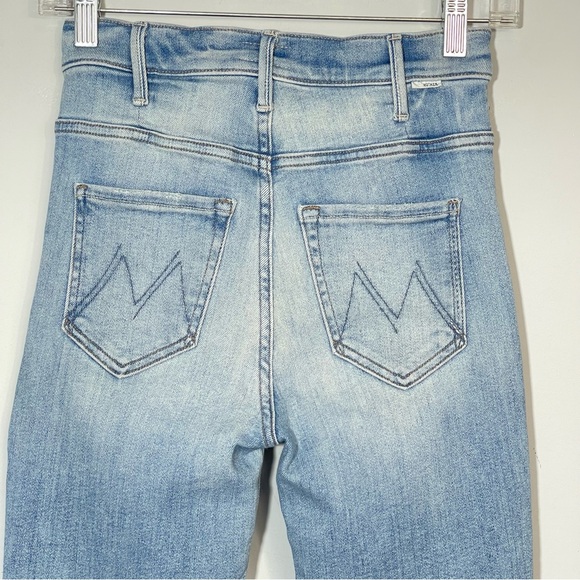 MOTHER The Hustler Ankle Fray Au Revoir Jeans 24 High Rise Light Wash Denim Boho - Picture 9 of 16